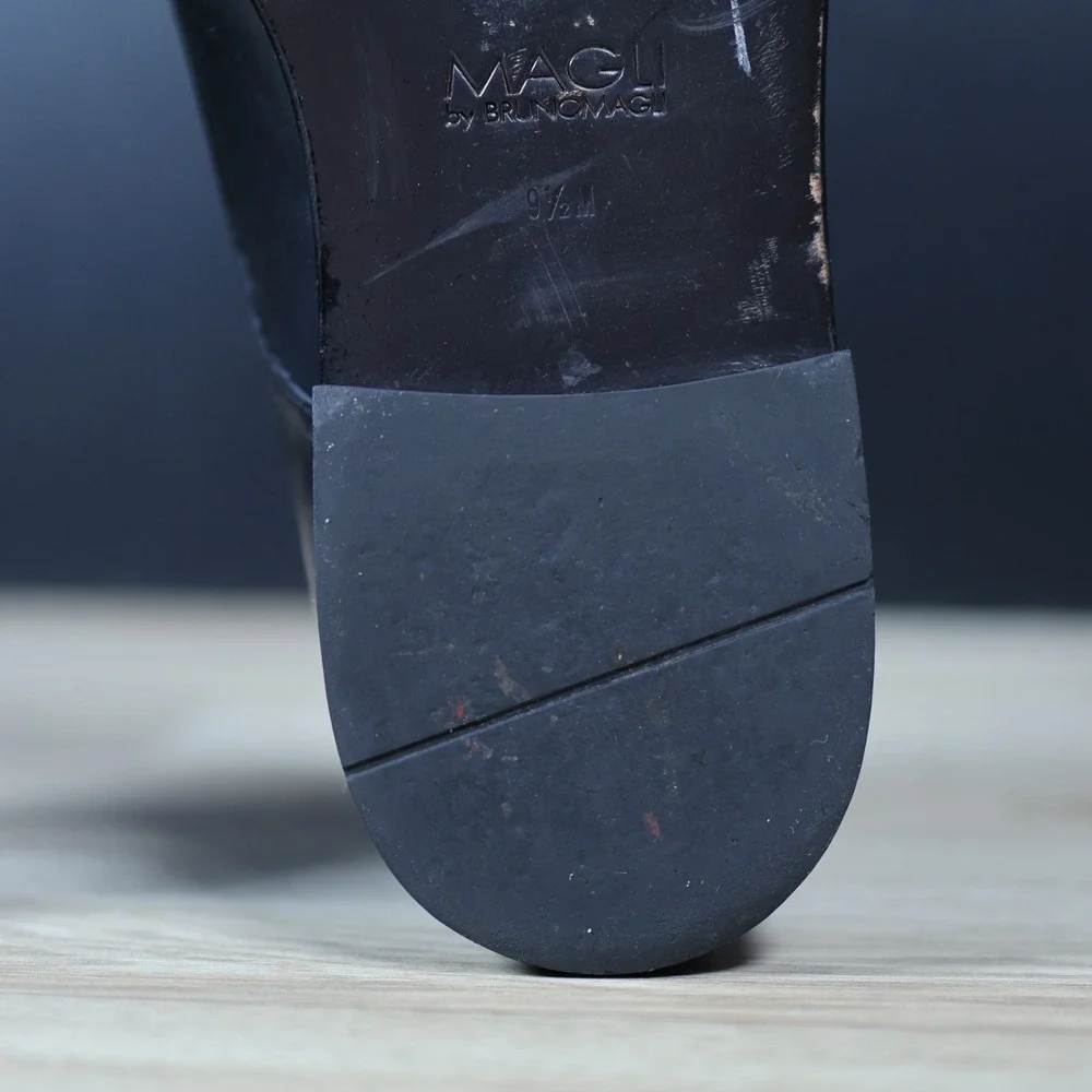 Bruno Magli Shoes Men Size 9.5 M Black Liramido Leather Derby Apron Toe Dress